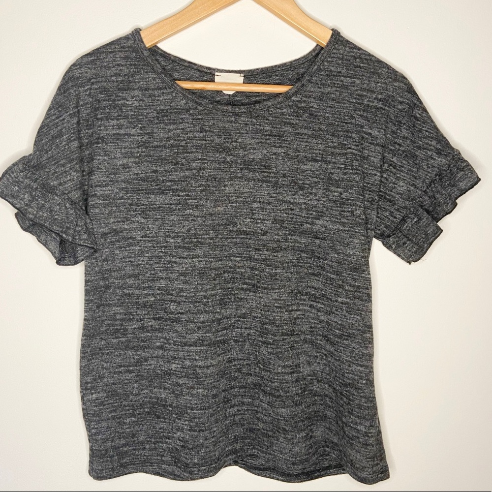 Caution To The Wind Ruffle Sleeve Tee